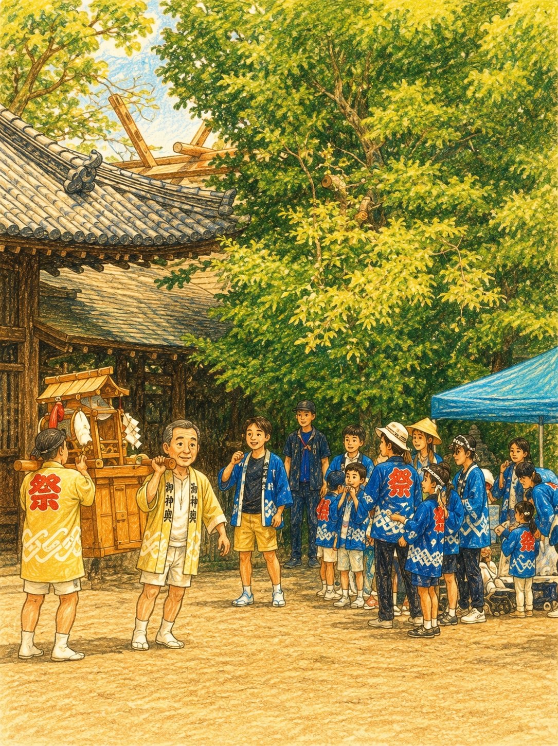 こども神輿を担ぐ子どもたち